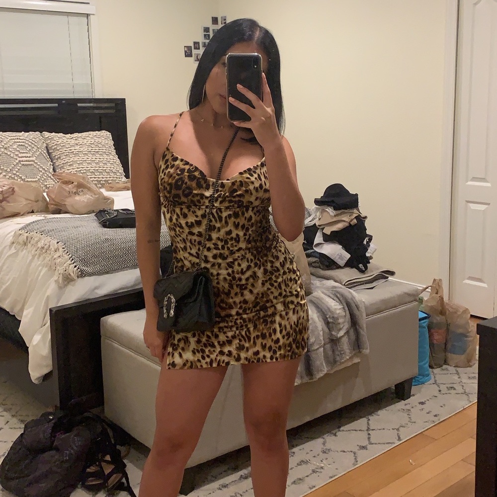 Cheetah slip dress with slits